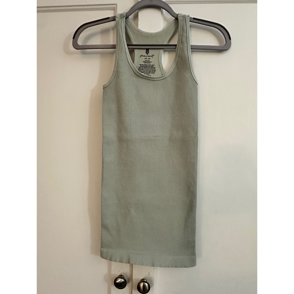 Free People‎ Movement Ribbed Seamless Racerback Mini XS S Pale Green